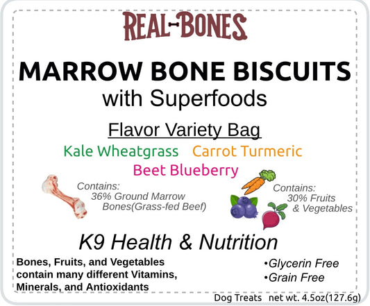 4.5oz bag: Bone Marrow Biscuits w/ Superfoods