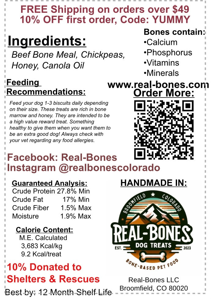 10oz bag: Bone Marrow Biscuits w/ Honey